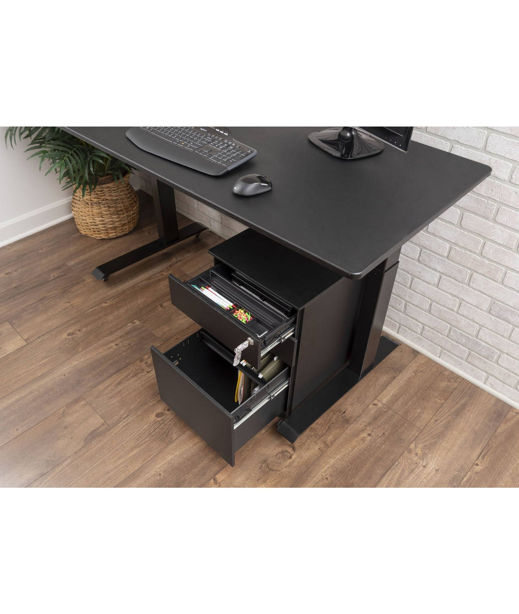 Black Wide 3 Drawer Rolling File Cabinet N149