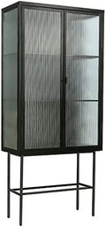 Black Fluted Glass Cabinet with Removable Shelves P2266