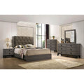 Fabric Rustic Gray Oak Eastern King Bedroom Set 5PCS H803