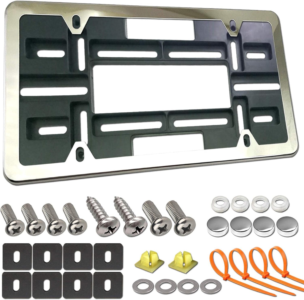 Carbon Fiber License Plate Frame and Bracket, Black Aluminum, Pack of 2 J1483