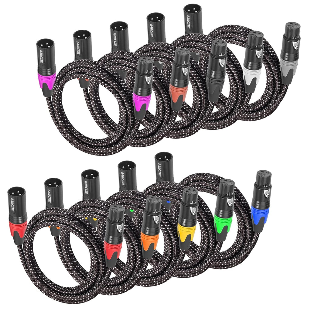 10-Pack Braided XLR Microphone Cable Z4071