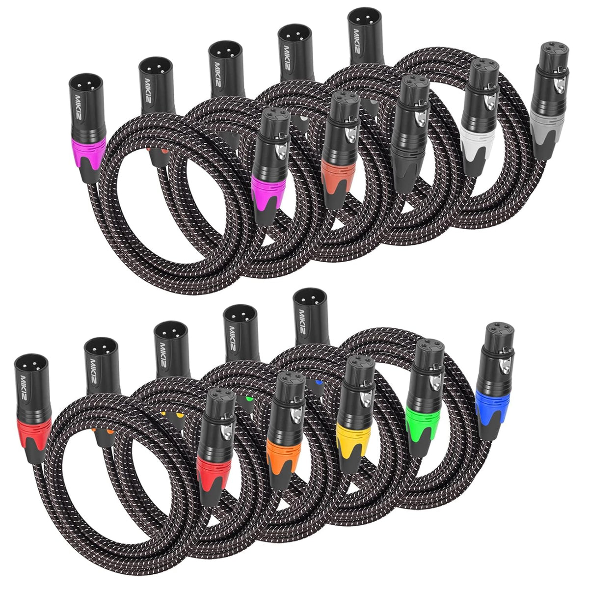 10-Pack Braided XLR Microphone Cable Z4071
