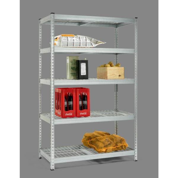 Galvanized Steel 5-Tier Shelf with Wire Mesh Panels T1466