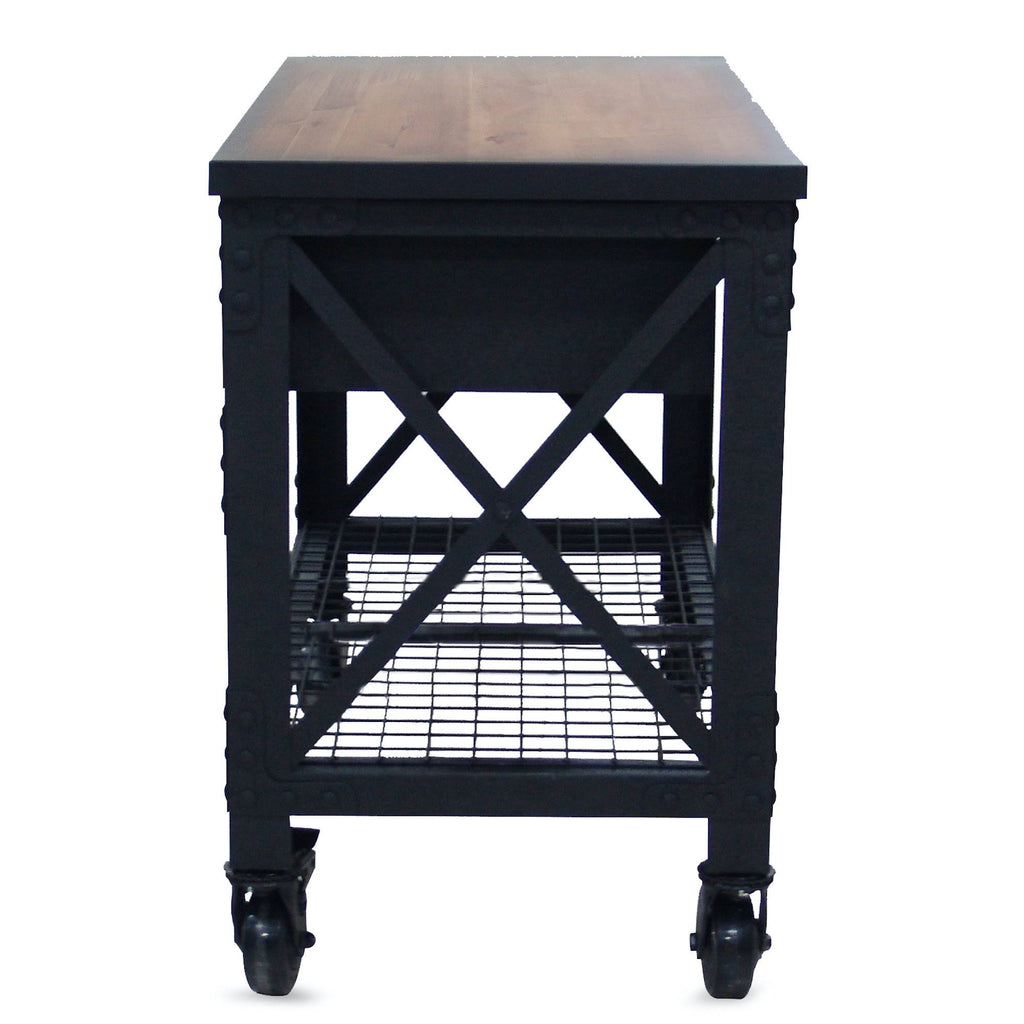 48 in x 24 in 2 Drawer Rolling Industrial Workbench with Wood Top E4297