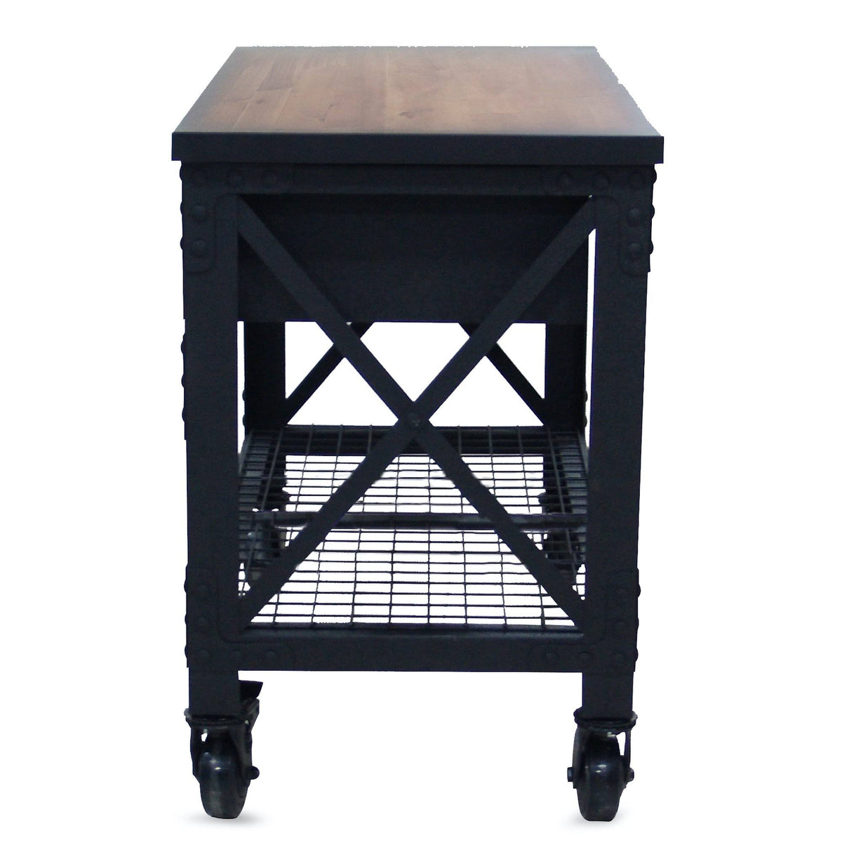 48 in x 24 in 2 Drawer Rolling Industrial Workbench with Wood Top E4297