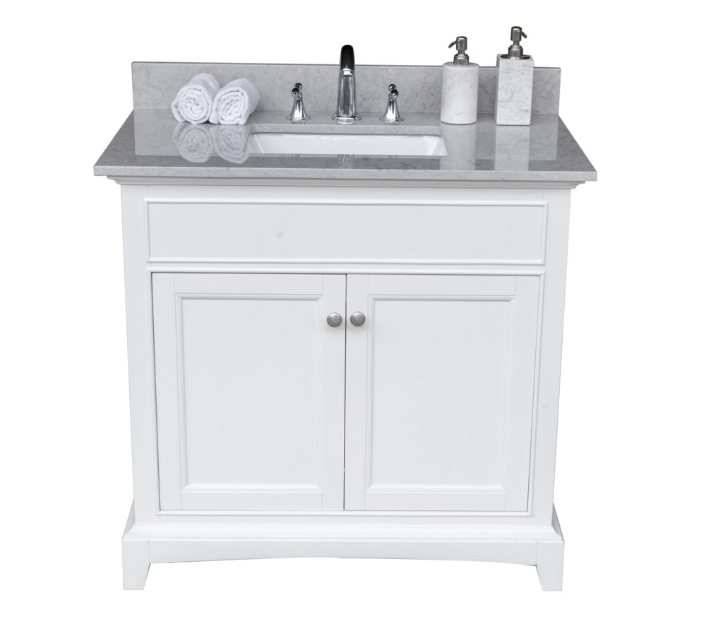 37in Grey Engineered Stone Vanity Top with Ceramic Sink F1264