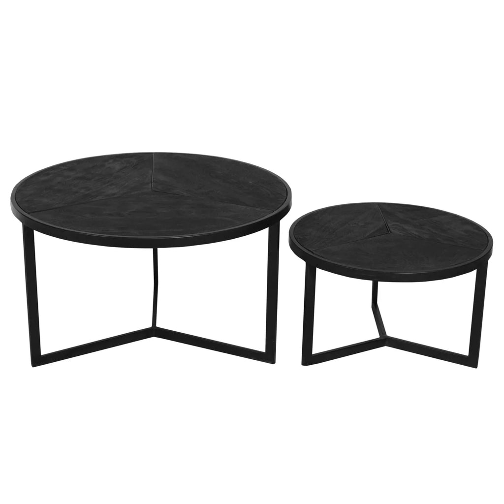 20 Inch Round Nesting Coffee Table Set Of 2 Mango Wood F717