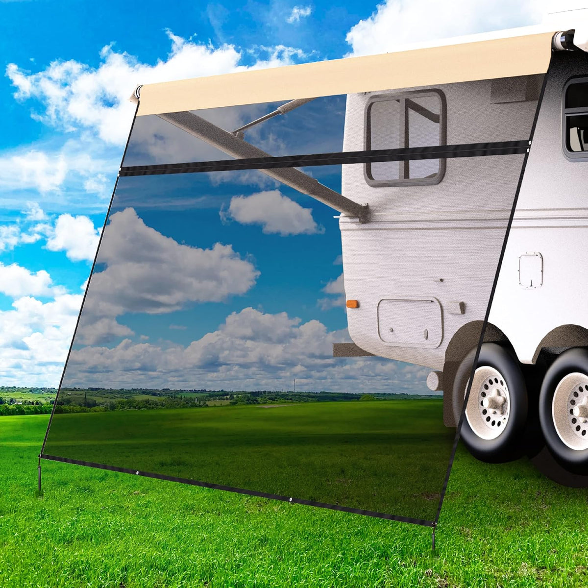 RV Awning Shade Screen 8x15.3’ with Zipper G3214
