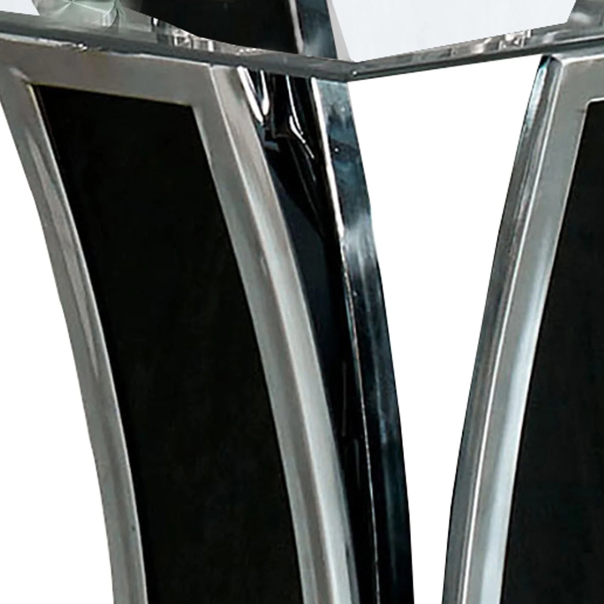 Black and Silver Glass Top End Table V411637