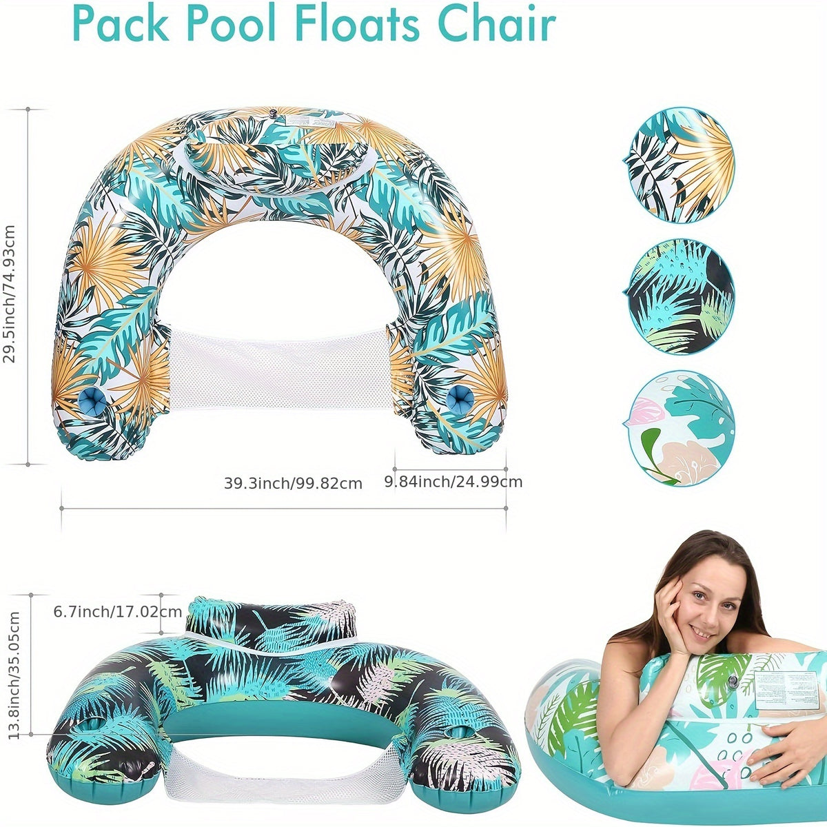Inflatable Pool Chair with Cup Holder and Backrest G396152