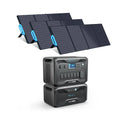 3072Wh Expansion Battery Power Station with 3 200W Solar Panels L37993