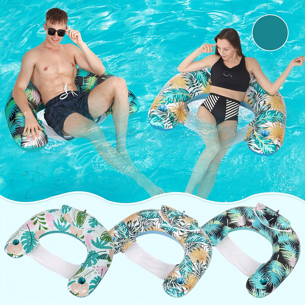 Inflatable Pool Chair with Cup Holder and Backrest G396152