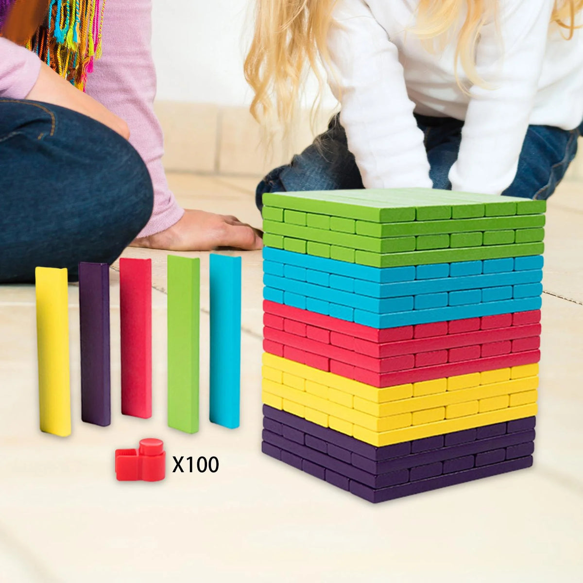 100 Pieces Wooden Blocks Stacking Game Building Kits Board Games K787