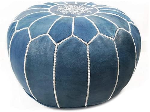 Blue 20 inches Embroidered Genuine Pouf S672