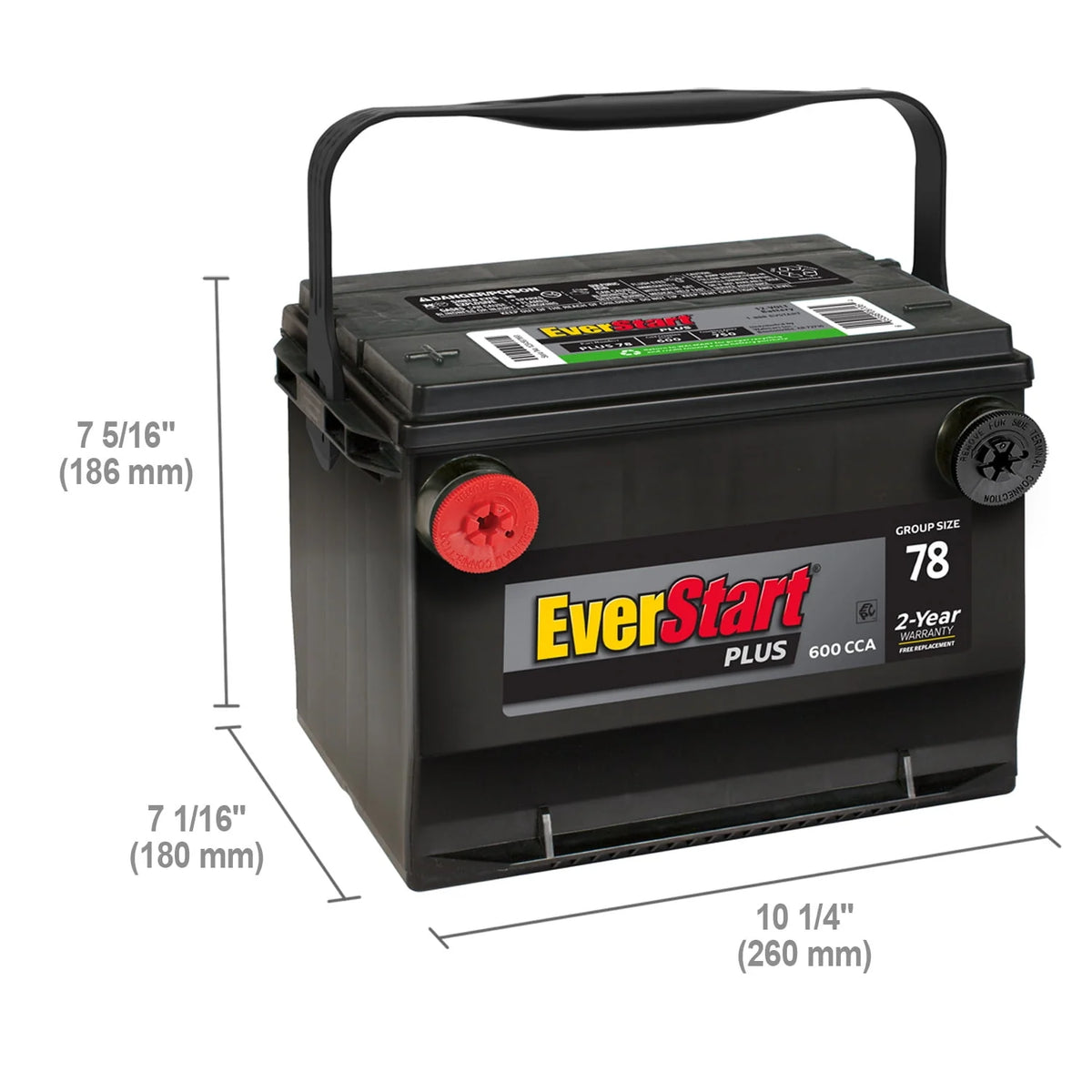 Lead Acid Automotive Battery Group 78 12 Volt 600 CCA W75958