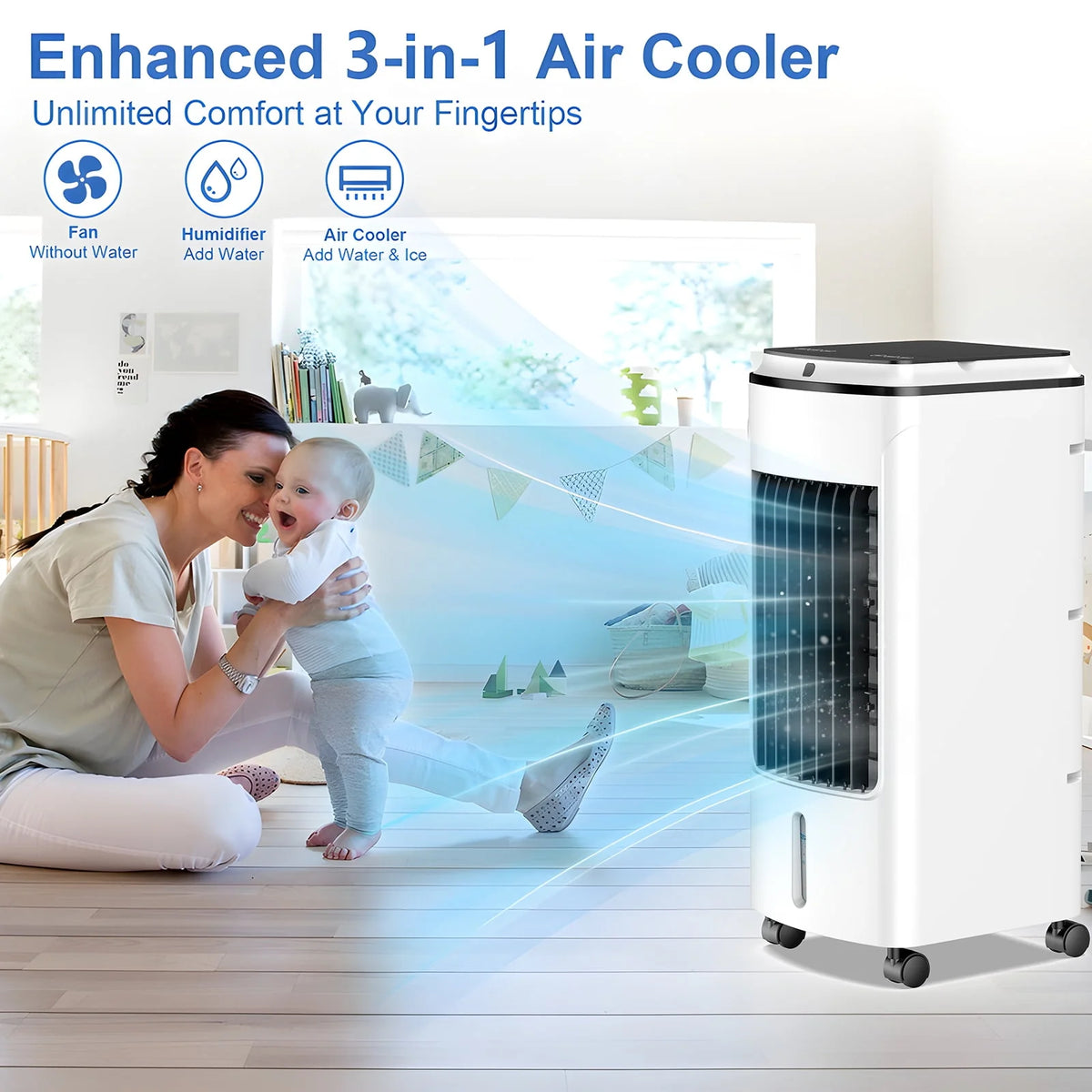3-in-1 Evaporative Air Cooler Portable Air Cooling Fan with Remote Control K594645