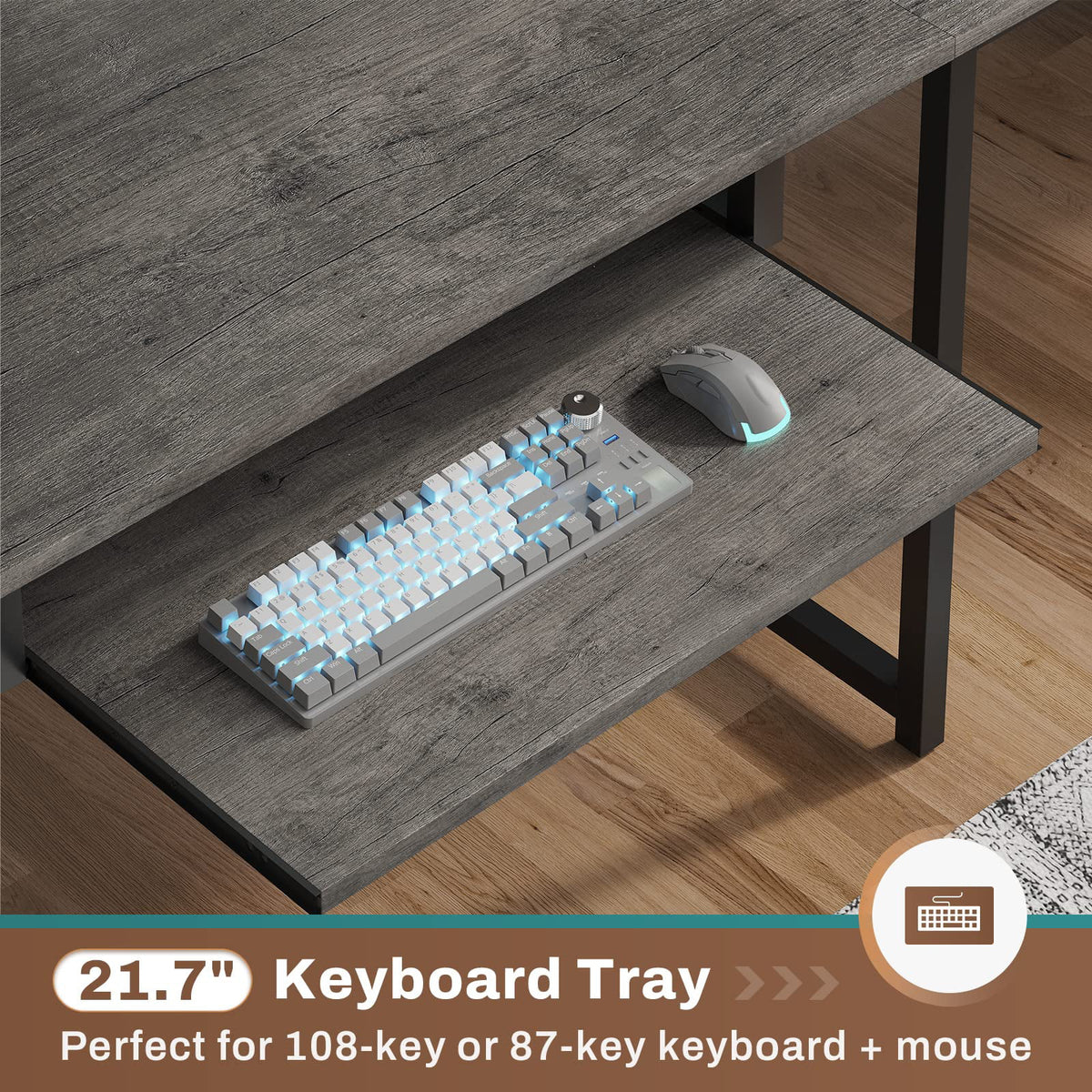 L Shaped Desk with Hutch and Power Outlet V143