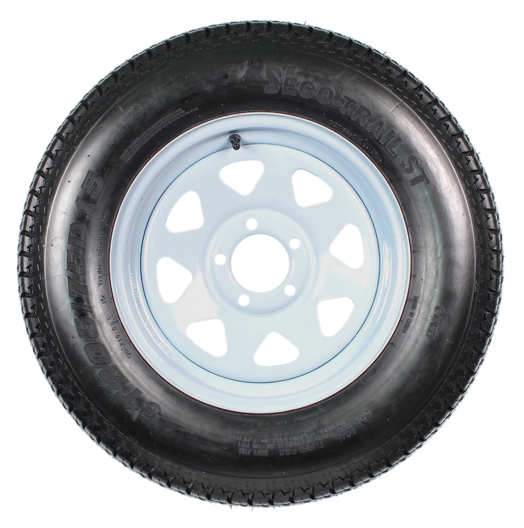 2-Pk Trailer Tire On Rim ST205/75D15 5 Hole White Spoke Wheel C75885