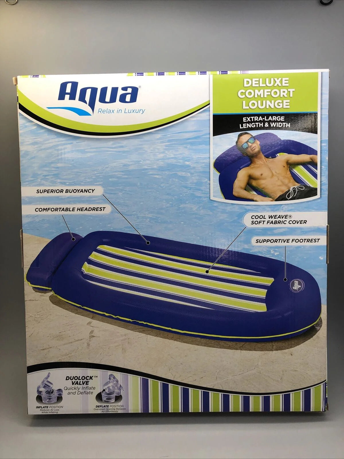 Blue Pool Float Lounge with Head & Footrests I109127