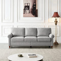 Grey Fabric Upholstered Sofa with Storage and Solid Wood Legs S8966