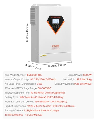 6000W Pure Sine Wave Hybrid Solar Inverter O1488