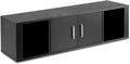 Wall Mounted Storage Cabinet 2 Cube Floating Desk with 2 Doors and 2 Open Shelves Black T926