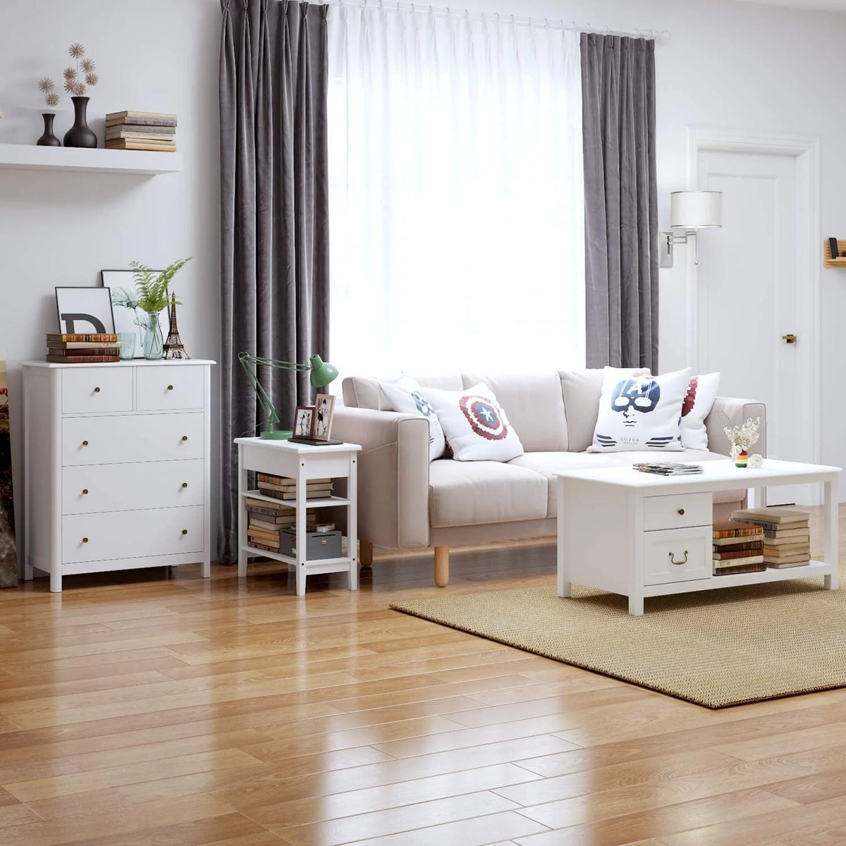 White 5 Drawer Kids Dresser B419