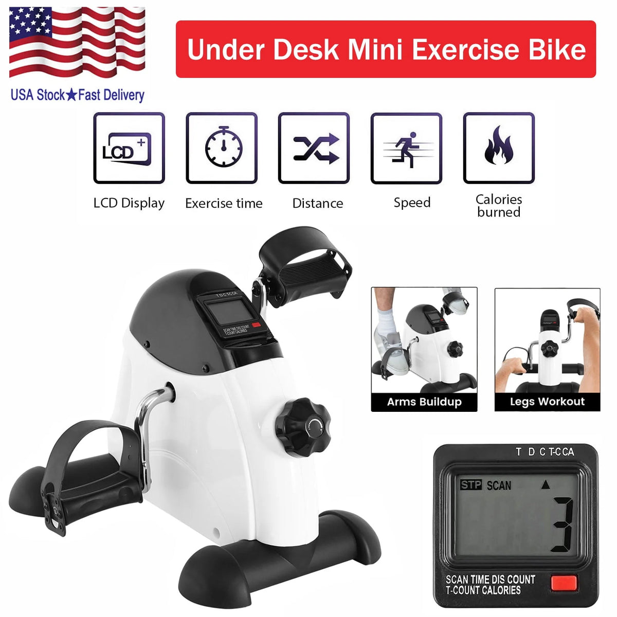 Under Desk Exercise Bike with LCD Screen I2681