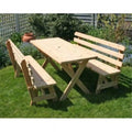 Cedar Cross Legged Picnic Table with 4 Backed Benches V8610