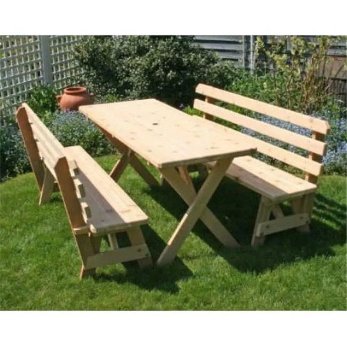 Cedar Cross Legged Picnic Table with 4 Backed Benches V8610