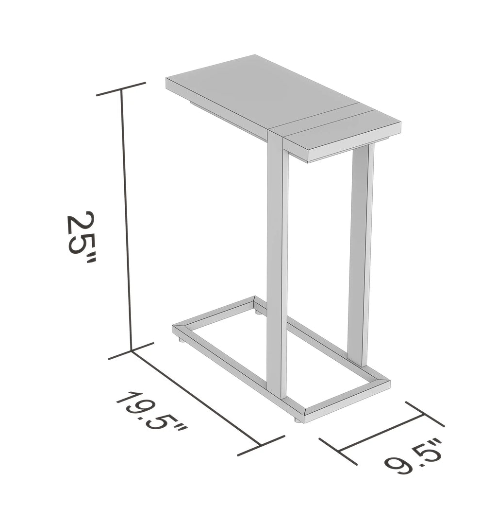 C-Shaped Brown Reclaimed Wood Black Metal End Accent Table H949