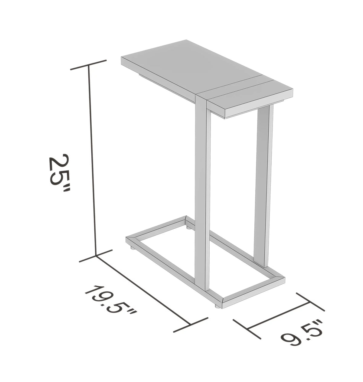 C-Shaped Brown Reclaimed Wood Black Metal End Accent Table H949