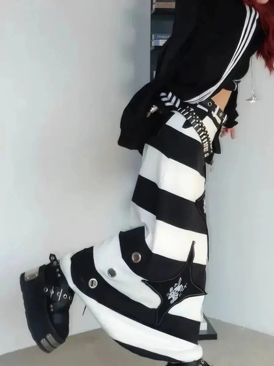 Black White Midi Skirt K995