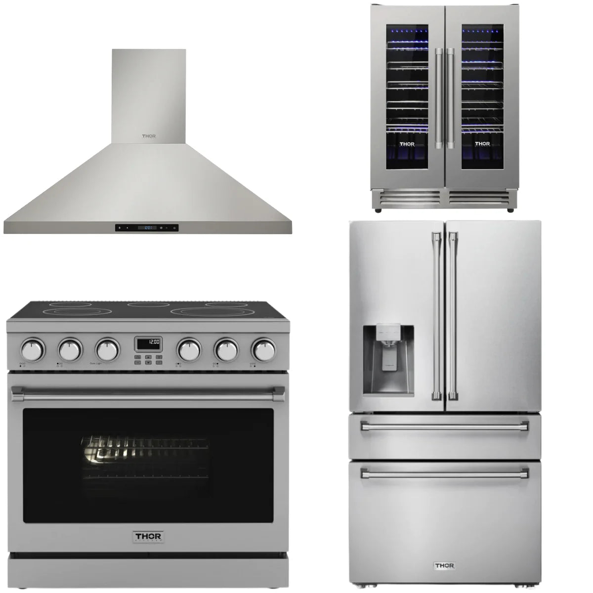 36 Electric Range, Range Hood, Refrigerator and Wine Cooler C4535