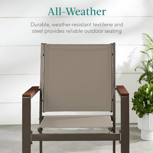Set of 2 Stackable Outdoor Textilene Chairs with Armrests M948424