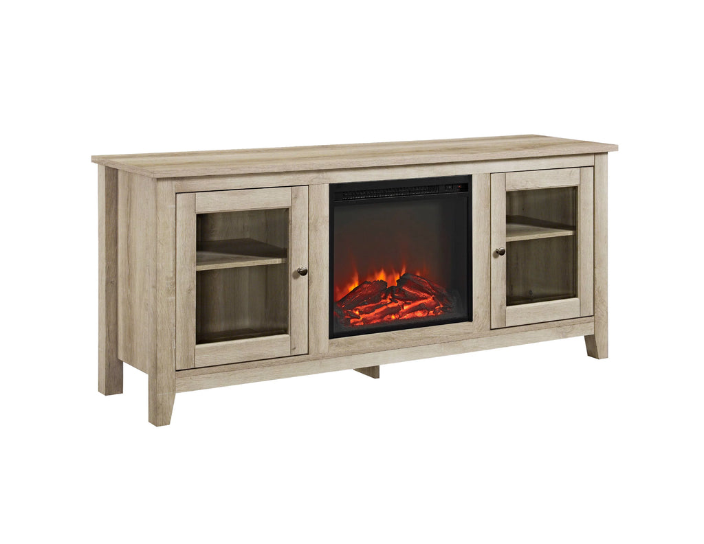 White Oak Fireplace TV Stand D7378