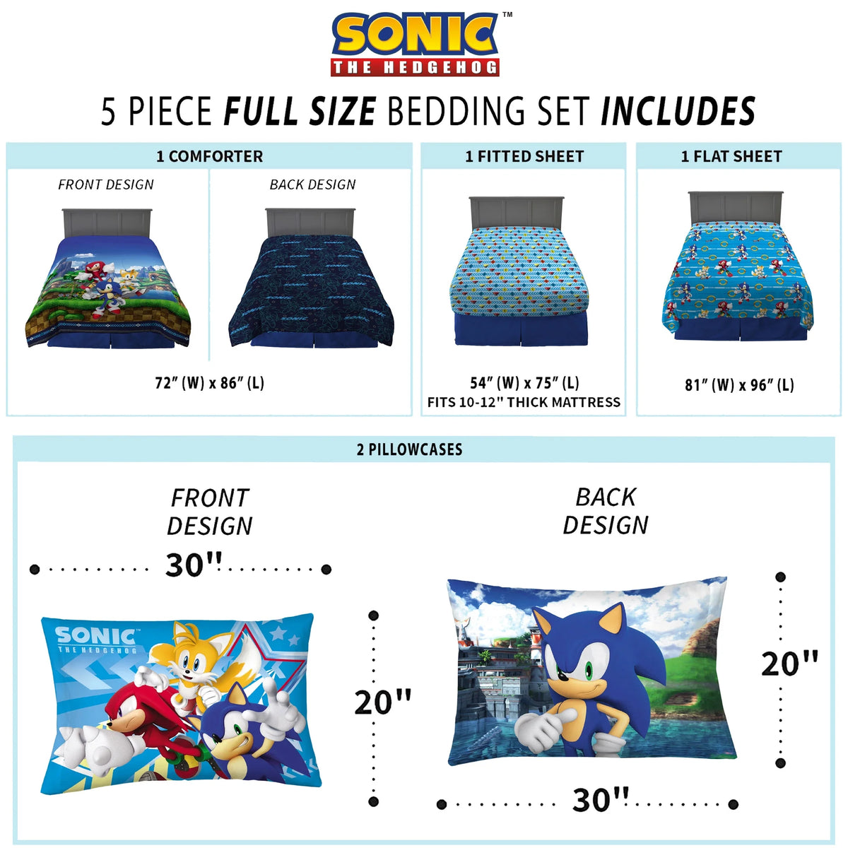 Kids Full Bed in a Bag, Comforter and Sheets, Blue I847