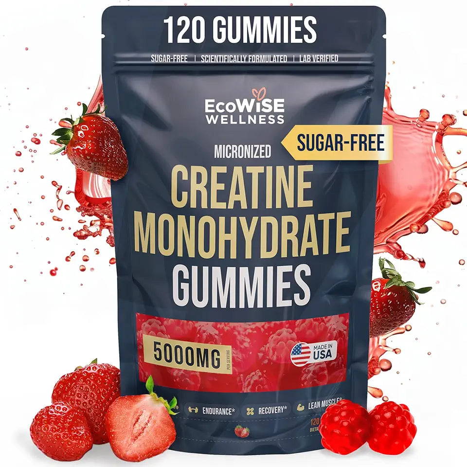 5000 mg Strawberry Flavor Sugar-Free Vegan Creatine Monohydrate Gummies A809