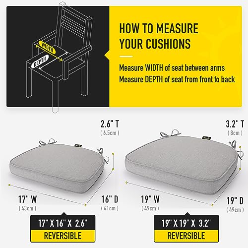 Gel Memory Foam Chair Cushions, Set of 6, Heather Grey X9703