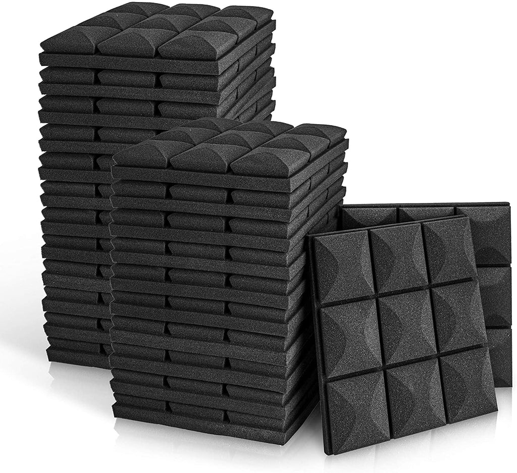 Acoustic Foam Panels 2 x 12 x 12 Mushroom 24 Pack Black K492