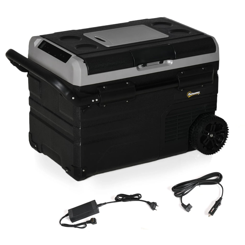 12 V 2 Zone 37 Quart Portable Compressor Electric Cooler with Wheels R8334