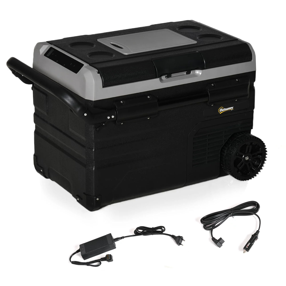 12 V 2 Zone 37 Quart Portable Compressor Electric Cooler with Wheels R8334