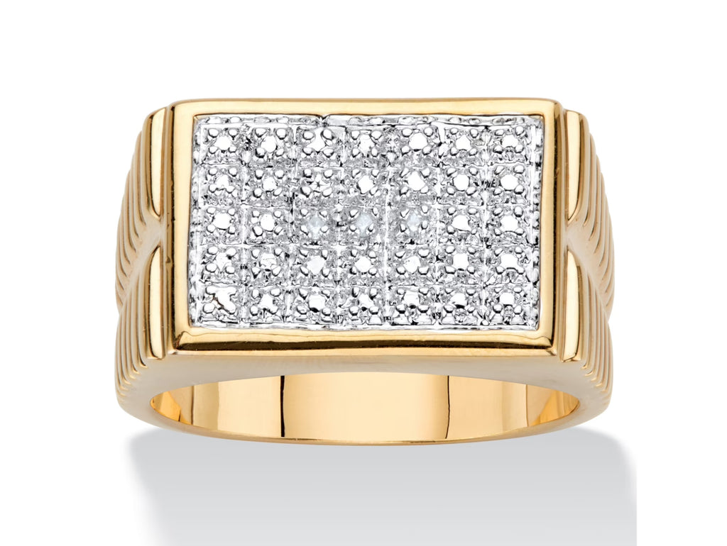 Two-Tone Gold-Plated Grid Ring Q2063