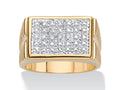 Two-Tone Gold-Plated Grid Ring Q2063
