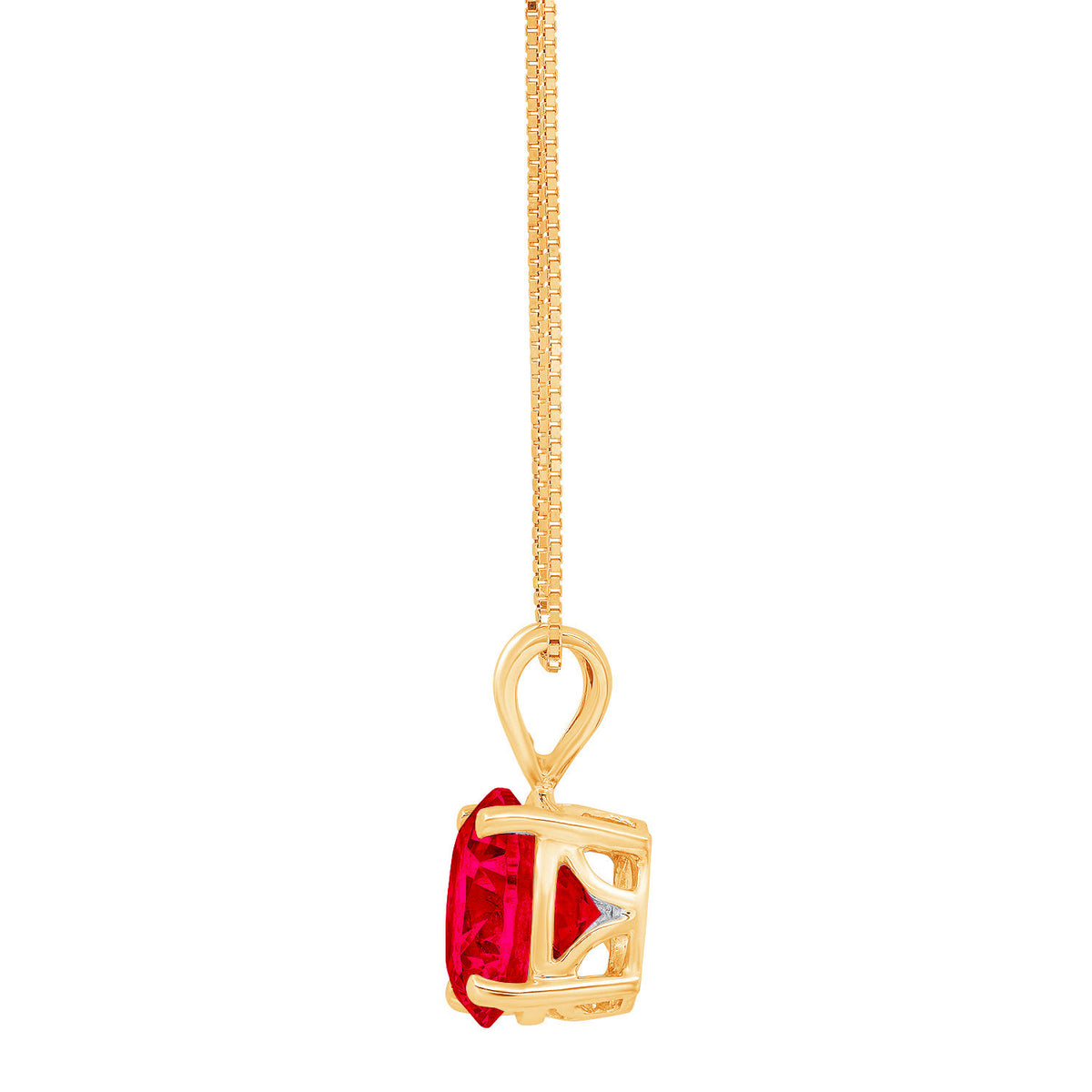 18K Yellow Gold Simulated Ruby Pendant with 16" Chain J729