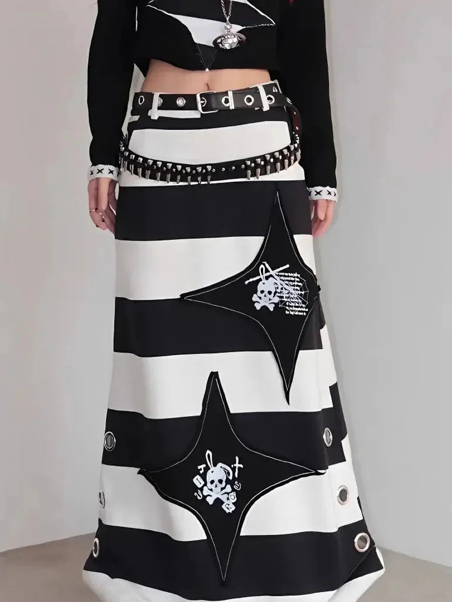 Black White Midi Skirt K995