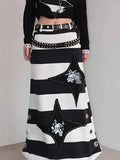 Black White Midi Skirt K995