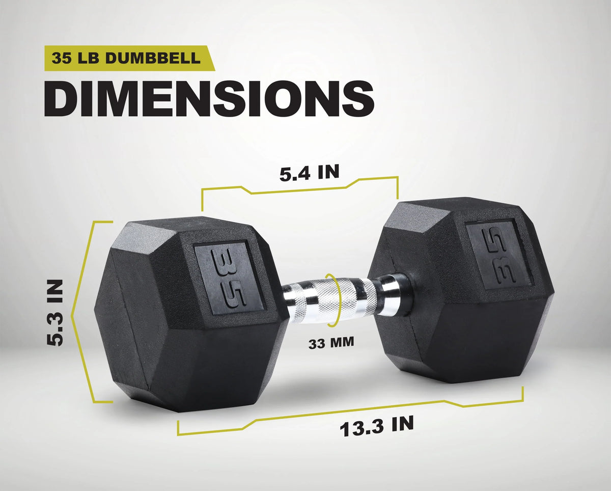 35lb Rubber Encased Hex Dumbbell S459413