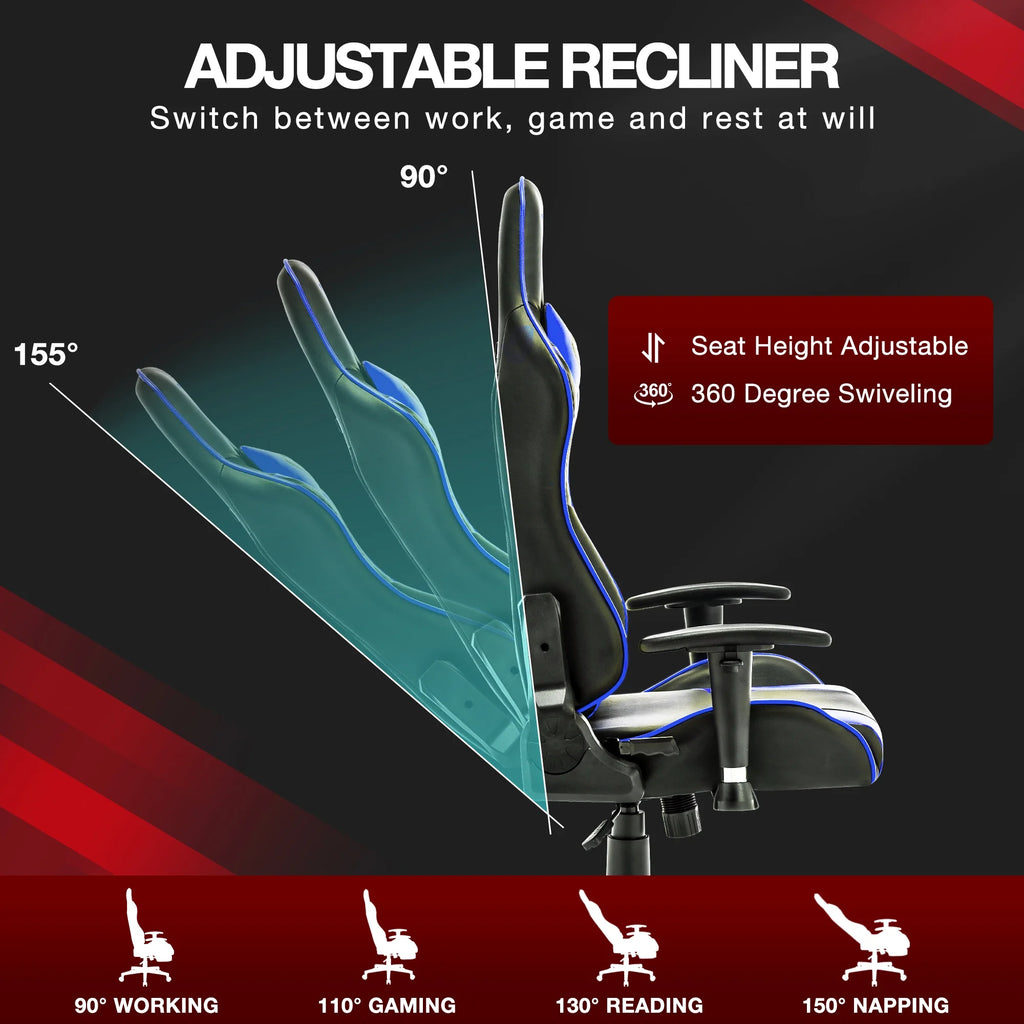 Blue PU Leather Gaming Chair F878021