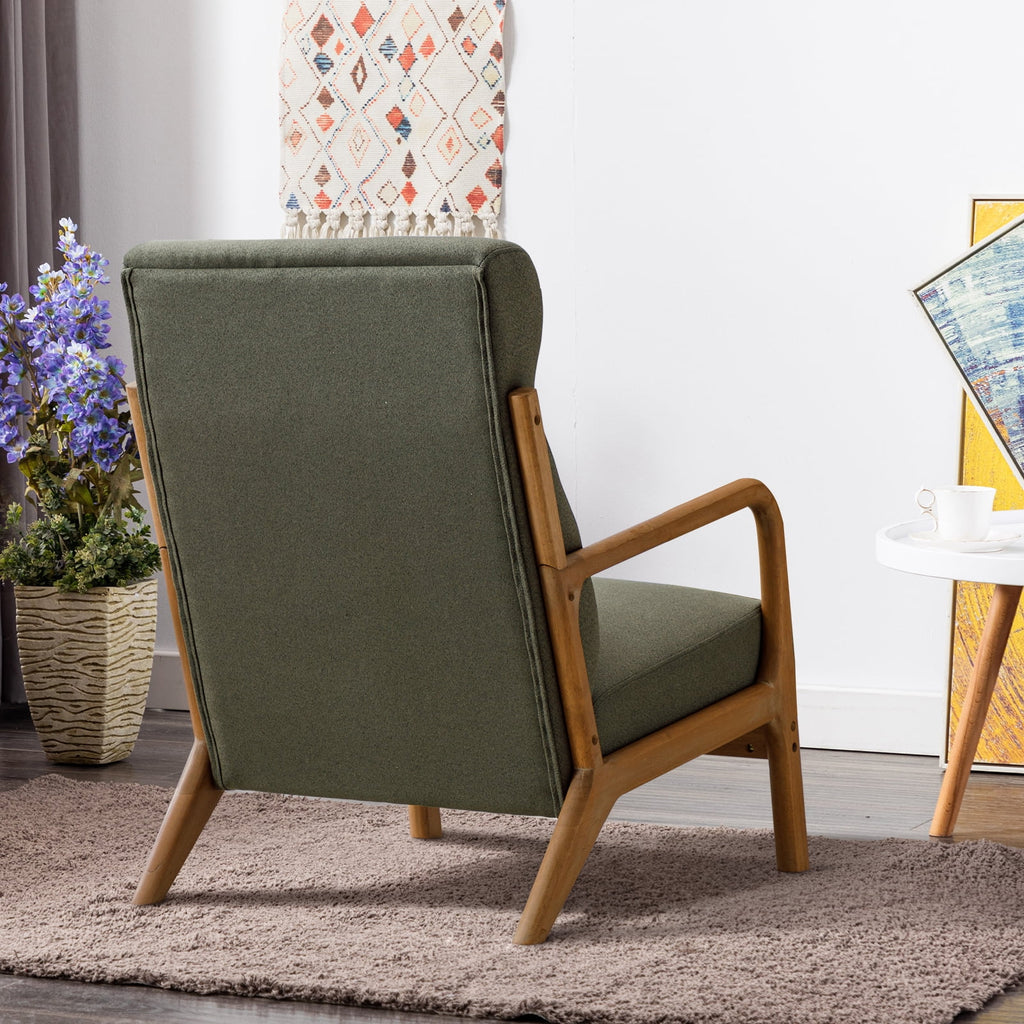 Mid-Century Modern Green Upholstered Accent Chair with Pillow F193111